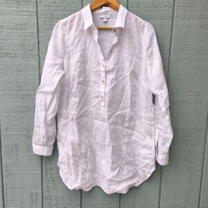 J Jill Love Linen Tunic Popover sz ST White Coastal Beach Resort Natural Fibers